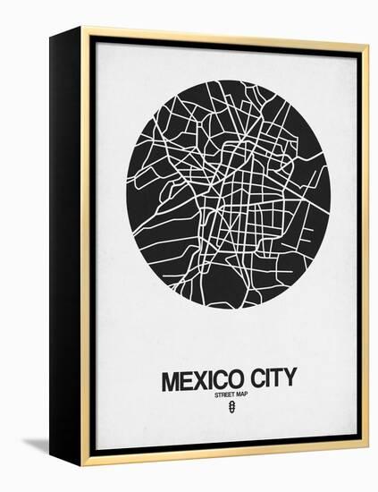 Mexico City Street Map Black on White-NaxArt-Framed Stretched Canvas