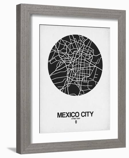 Mexico City Street Map Black on White-NaxArt-Framed Art Print