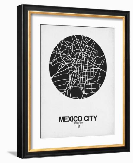 Mexico City Street Map Black on White-NaxArt-Framed Art Print