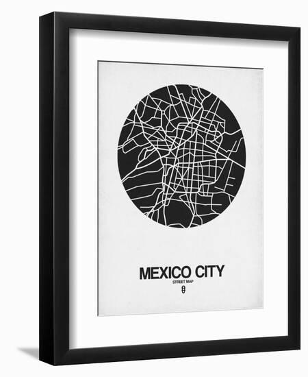 Mexico City Street Map Black on White-NaxArt-Framed Art Print