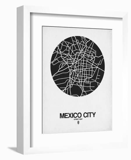 Mexico City Street Map Black on White-NaxArt-Framed Art Print