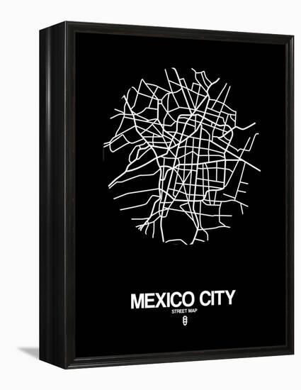 Mexico City Street Map Black-NaxArt-Framed Stretched Canvas