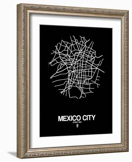 Mexico City Street Map Black-NaxArt-Framed Art Print