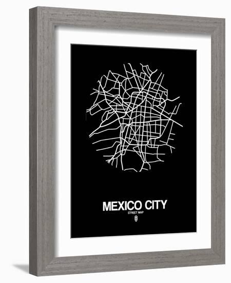 Mexico City Street Map Black-NaxArt-Framed Art Print