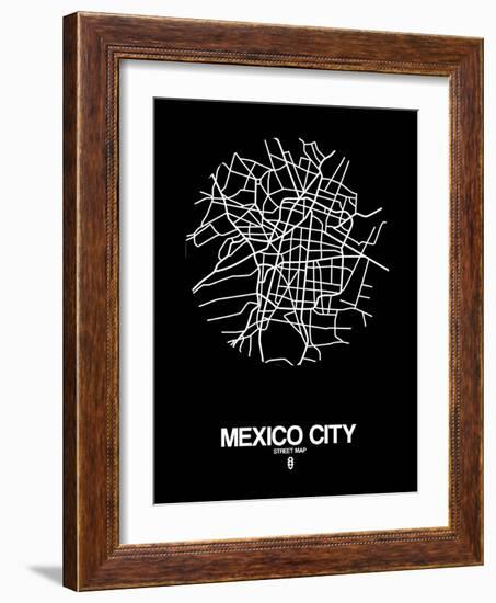 Mexico City Street Map Black-NaxArt-Framed Art Print