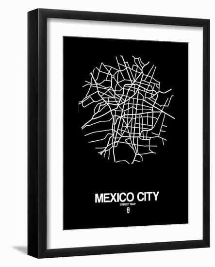 Mexico City Street Map Black-NaxArt-Framed Art Print