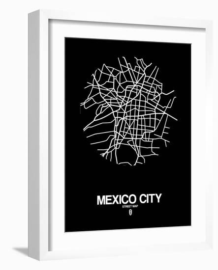 Mexico City Street Map Black-NaxArt-Framed Art Print