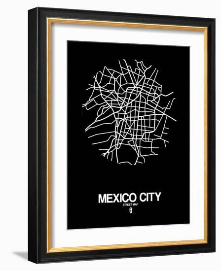 Mexico City Street Map Black-NaxArt-Framed Art Print