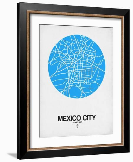 Mexico City Street Map Blue-NaxArt-Framed Art Print