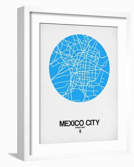 Mexico City Street Map Blue-NaxArt-Framed Art Print