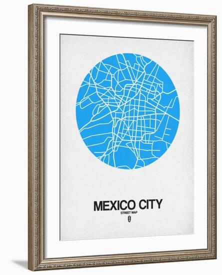 Mexico City Street Map Blue-NaxArt-Framed Art Print