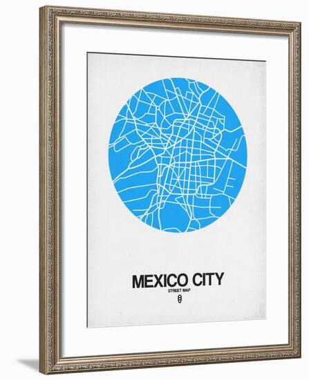 Mexico City Street Map Blue-NaxArt-Framed Art Print