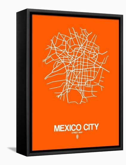 Mexico City Street Map Orange-NaxArt-Framed Stretched Canvas
