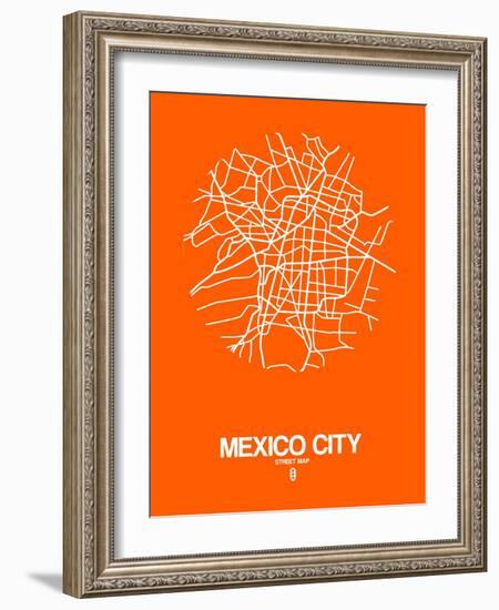 Mexico City Street Map Orange-NaxArt-Framed Art Print