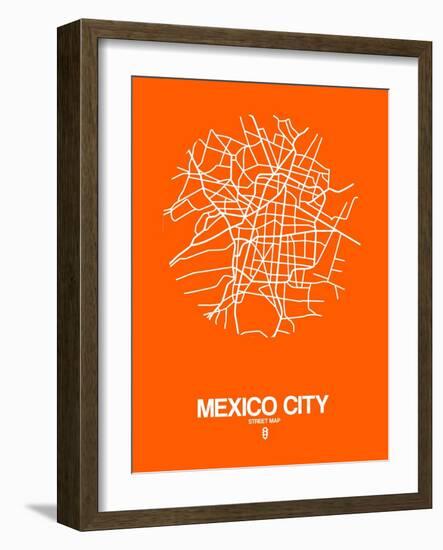 Mexico City Street Map Orange-NaxArt-Framed Art Print