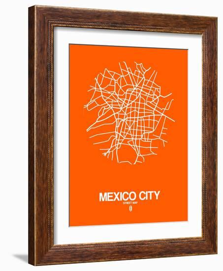 Mexico City Street Map Orange-NaxArt-Framed Art Print