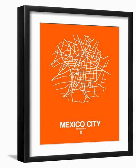 Mexico City Street Map Orange-NaxArt-Framed Art Print