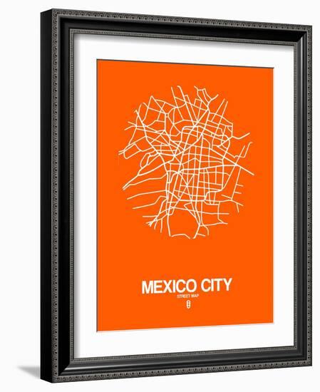 Mexico City Street Map Orange-NaxArt-Framed Art Print