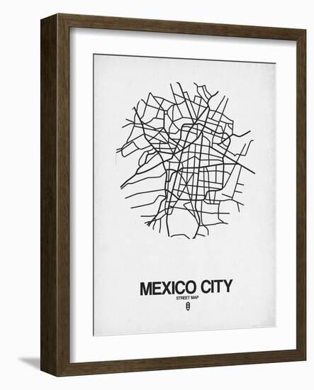 Mexico City Street Map White-NaxArt-Framed Art Print