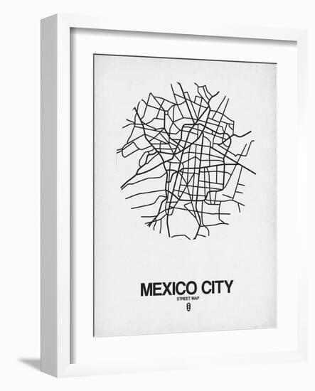 Mexico City Street Map White-NaxArt-Framed Art Print