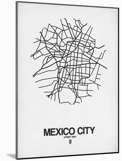 Mexico City Street Map White-NaxArt-Mounted Art Print