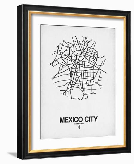 Mexico City Street Map White-NaxArt-Framed Art Print