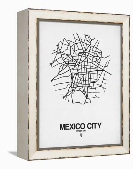 Mexico City Street Map White-NaxArt-Framed Stretched Canvas