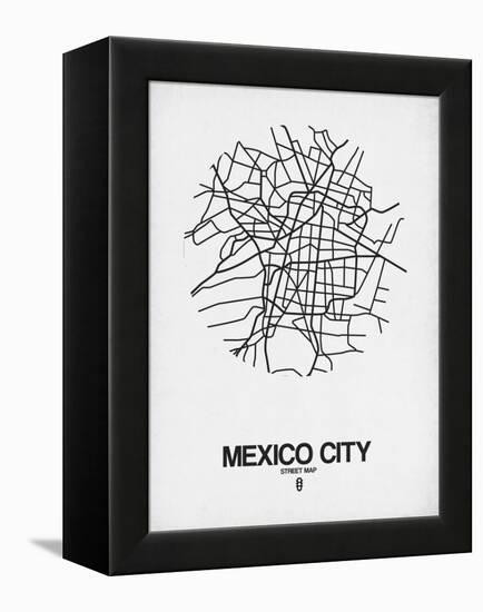 Mexico City Street Map White-NaxArt-Framed Stretched Canvas