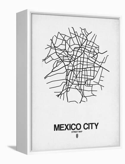 Mexico City Street Map White-NaxArt-Framed Stretched Canvas