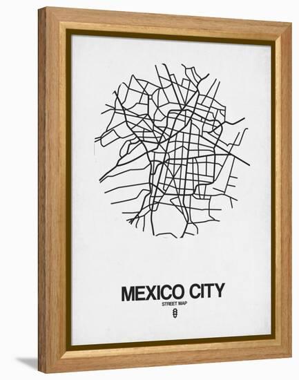 Mexico City Street Map White-NaxArt-Framed Stretched Canvas