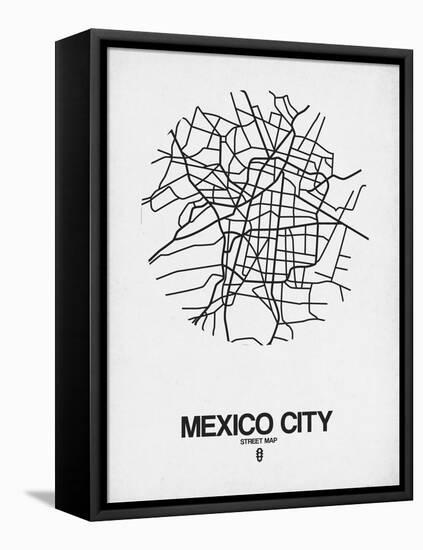 Mexico City Street Map White-NaxArt-Framed Stretched Canvas