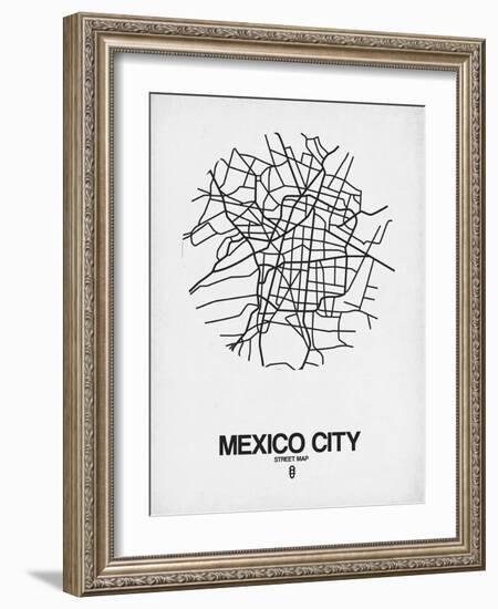 Mexico City Street Map White-NaxArt-Framed Art Print