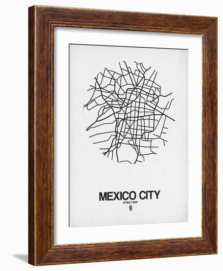 Mexico City Street Map White-NaxArt-Framed Art Print