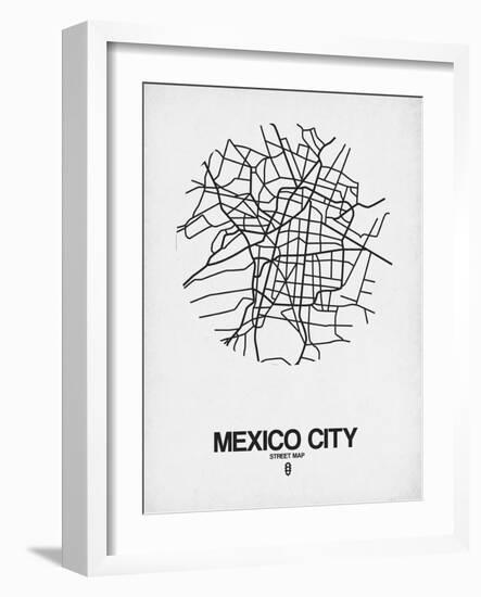 Mexico City Street Map White-NaxArt-Framed Art Print