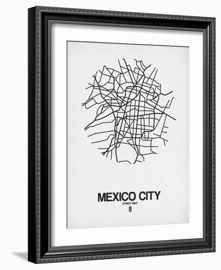 Mexico City Street Map White-NaxArt-Framed Art Print