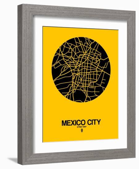 Mexico City Street Map Yellow-NaxArt-Framed Art Print