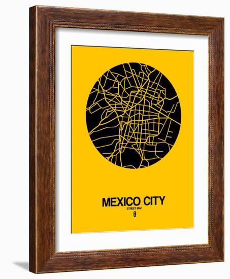 Mexico City Street Map Yellow-NaxArt-Framed Art Print