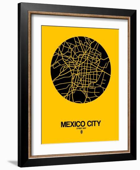 Mexico City Street Map Yellow-NaxArt-Framed Art Print