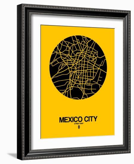 Mexico City Street Map Yellow-NaxArt-Framed Art Print