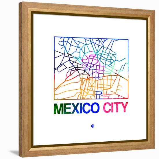 Mexico City Watercolor Street Map-NaxArt-Framed Stretched Canvas