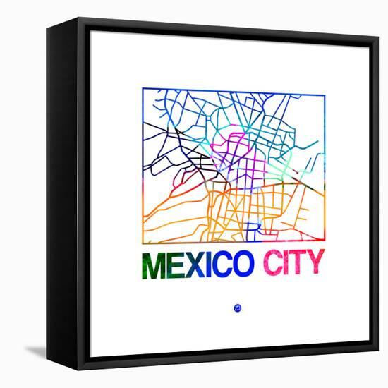 Mexico City Watercolor Street Map-NaxArt-Framed Stretched Canvas