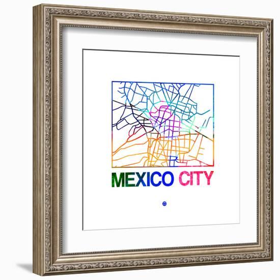 Mexico City Watercolor Street Map-NaxArt-Framed Art Print