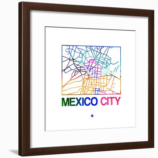 Mexico City Watercolor Street Map-NaxArt-Framed Premium Giclee Print