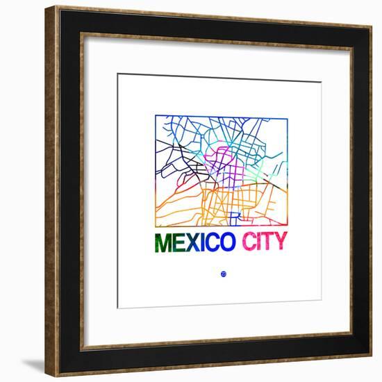 Mexico City Watercolor Street Map-NaxArt-Framed Premium Giclee Print