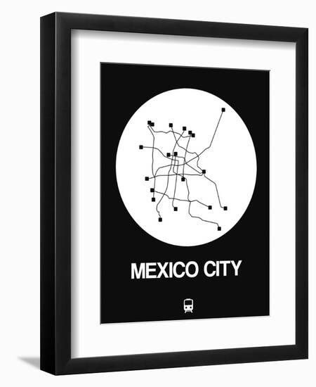 Mexico City White Subway Map-NaxArt-Framed Premium Giclee Print