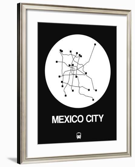 Mexico City White Subway Map-NaxArt-Framed Art Print