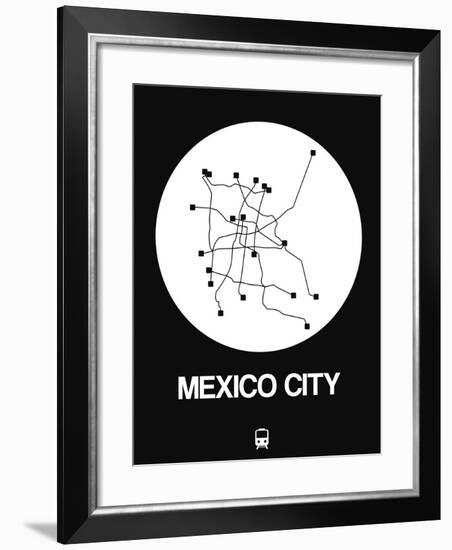 Mexico City White Subway Map-NaxArt-Framed Art Print