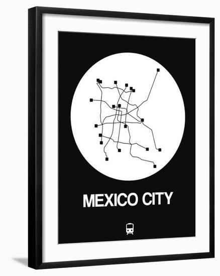 Mexico City White Subway Map-NaxArt-Framed Art Print