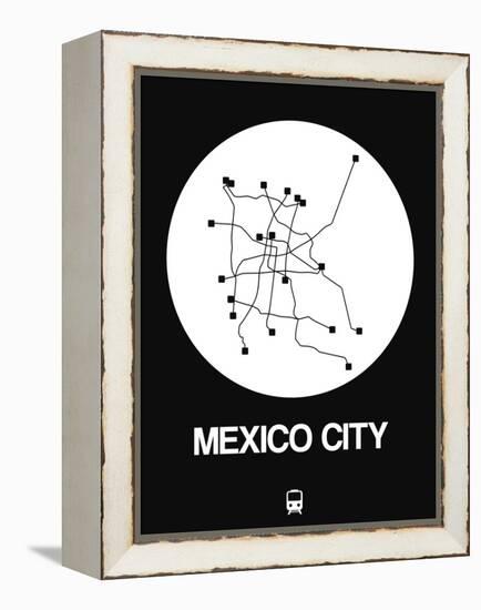 Mexico City White Subway Map-NaxArt-Framed Stretched Canvas