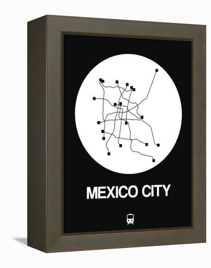 Mexico City White Subway Map-NaxArt-Framed Stretched Canvas